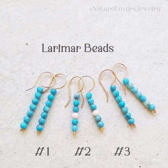 Aqua Larimar ~ Beaded Stick Earrings! Coastal Cowgirl Boho Chic Girlie Trending - Picture 8 of 9